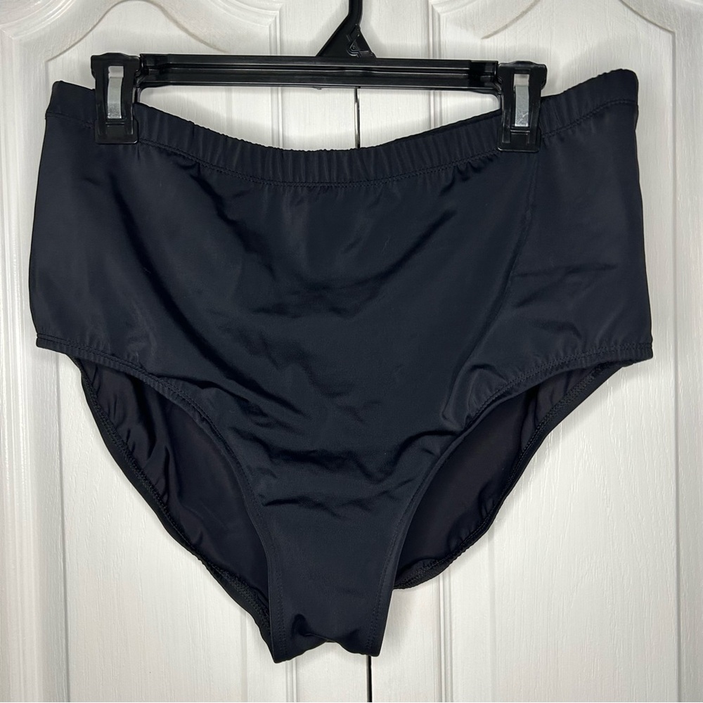Tropical Escape Black High waisted Swim Bottoms 20W